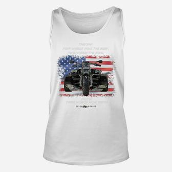 Three Wheels Do Both Usa Flags Trike Gift Unisex Tank Top | Crazezy AU