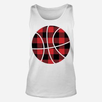 Tis The Season Red Buffalo Plaid Basketball Christmas Pajama Sweatshirt Unisex Tank Top | Crazezy CA
