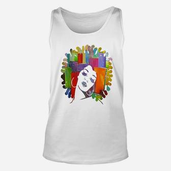Trendy Afro Strong Melanin Queen With Natural Hair Unisex Tank Top | Crazezy