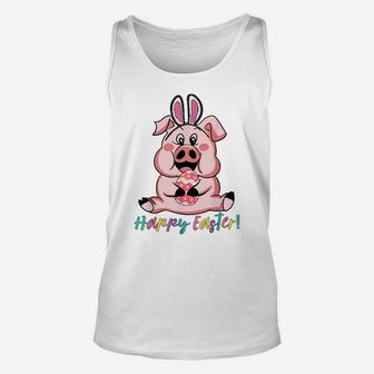 Tu Happy Easter Pig Bunny Easter Egg Hunting Costume Unisex Tank Top | Crazezy