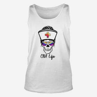 Tu Messy Skull Nurse Cna Life Nursing Tie Dye Gift Unisex Tank Top | Crazezy