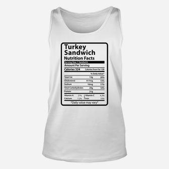 Turkey Sandwich Nutrition Facts Thanksgiving Christmas Food Unisex Tank Top | Crazezy UK