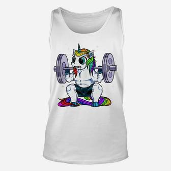 Unicorn Weightlifting Squatting Gym Workout Women Fitness Unisex Tank Top | Crazezy UK