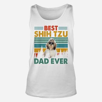 Vintag Retro Best Shih Tzu Dad Happy Father's Day Dog Lover Unisex Tank Top | Crazezy AU