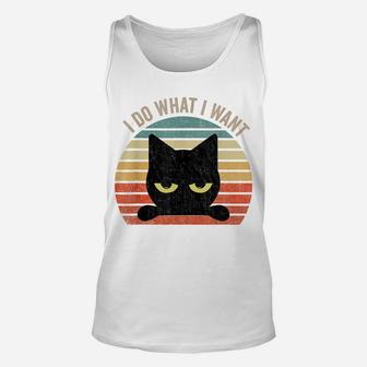 Vintage Black-Cat Lover, Retro Style Cats I Do What I Want Unisex Tank Top | Crazezy UK