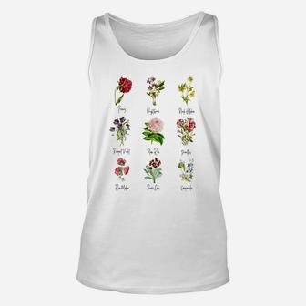 Vintage Botanical Floral Flower Garden Shirt Tshirt Tee Unisex Tank Top | Crazezy UK