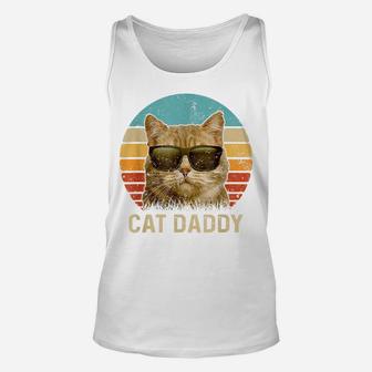 Vintage Cat Daddy Shirt Funny Cat Lover Gift Cat Dad Fathers Unisex Tank Top | Crazezy
