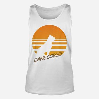 Vintage Retro Cane Corso Silhouette Sun Dog Lover T-Shirt Unisex Tank Top | Crazezy