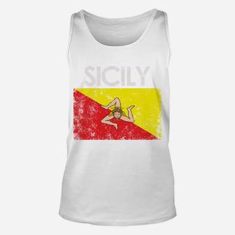 Vintage Sicily Sicilian Flag Pride Gift Sweatshirt Unisex Tank Top | Crazezy