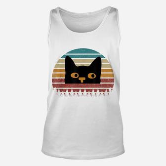 Vintage Sunset Cat Shirt Lover, Retro Black Style Cats Unisex Tank Top | Crazezy