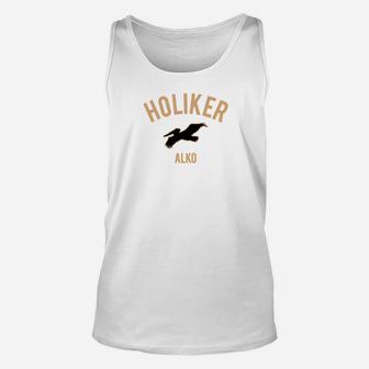 Weißes Unisex TankTop mit Holiker Alko Vogelmotiv, Lustiges Vogel Tee - Seseable