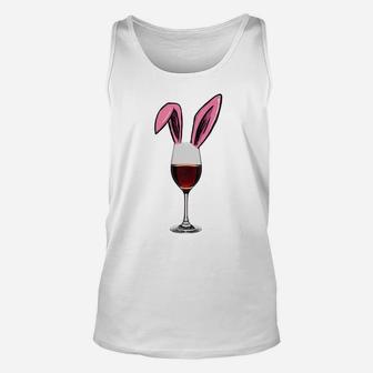Wine And Bunny Ears Easter Drinking Unisex Tank Top - Thegiftio UK