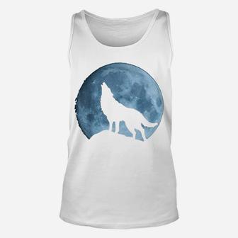 Wolf Shirt Full Moon Forest Howling Hunting Occult Men Women Unisex Tank Top | Crazezy