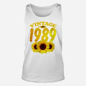 Womens 32Nd Birthday Vintage 1989 Sunflower Gifts 32 Years Old Bday Unisex Tank Top | Crazezy CA