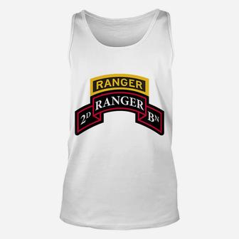 Womens Army Ranger Shirt - 2Nd Ranger - Scroll & Tab - Center Unisex Tank Top | Crazezy CA