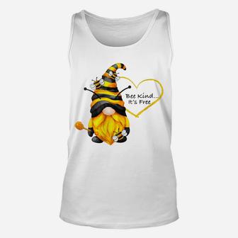 Womens Bee Kind Inspirational Gnome Unisex Tank Top | Crazezy