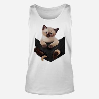 Womens Cat Lovers Gifts Siamese In Pocket Funny Kitten Face Unisex Tank Top | Crazezy CA