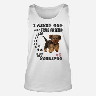 Yorkipoo Dog Quote Mom Yorkiepoo Dad Art, Cute Yorkie Poodle Unisex Tank Top | Crazezy UK