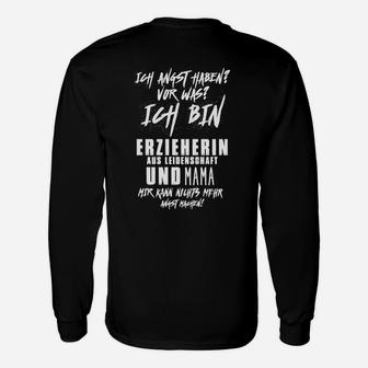 Erzieherin und Mama Leidenschaft Langarmshirts in Schwarz, Perfektes Tee für Mütter - Seseable