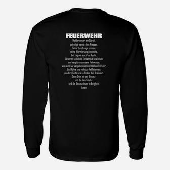 Feuerwehr Langarmshirts Schwarz mit Ehrenzeichen & Spruch Rückseite - Seseable