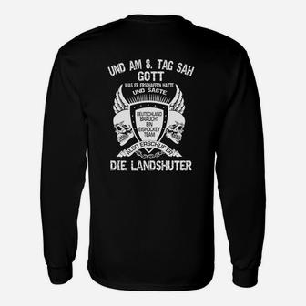 Landshuter Spruch & Totenkopf Schwarzes Herren Langarmshirts - Seseable