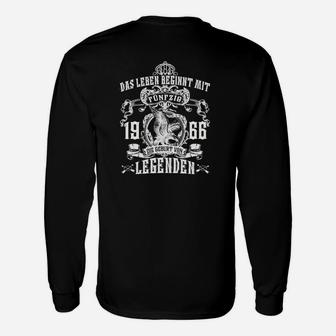 Retro Langarmshirts 1966 Schwarzes Legendendesign, Vintage Look - Seseable