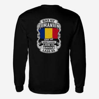 Rumänien-Patrioten Langarmshirts Schwarz, Landesflagge & Stolz Spruch - Seseable