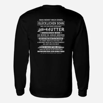 Schwarzes Langarmshirts Glücklicher Sohn & Stolz der Mutter, Design für Söhne - Seseable