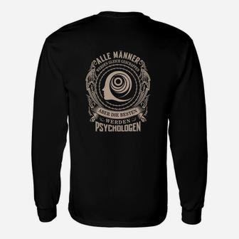 Schwarzes Langarmshirts mit Psychologen-Spruch, Hypnose-Spiralen-Design - Seseable