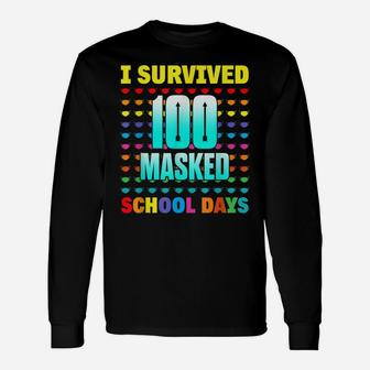 100 Day Of School I Survived 100 Days Of Masked School Gift Unisex Long Sleeve | Crazezy