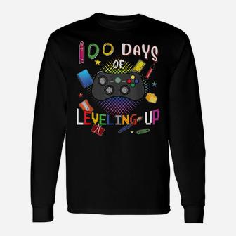 100 Days Of School Leveling Up Video Gamer 100Th Day Gift Unisex Long Sleeve | Crazezy