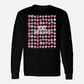 100 Sweet Days 100 Days Of School Cupcakes Cute Learning Unisex Long Sleeve | Crazezy