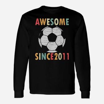 10Th Birthday Soccer Lover Gift 10 Years Old Vintage Retro Unisex Long Sleeve | Crazezy CA