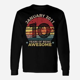 10Th January Birthday 10 Year Old Gift Vintage 2011 Unisex Long Sleeve | Crazezy CA