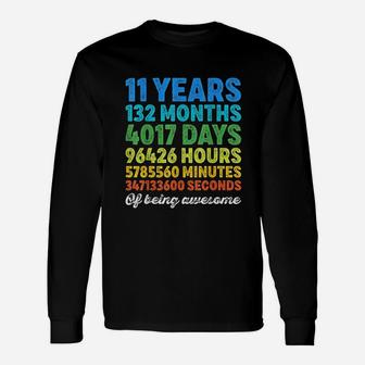 11 Years Old 11Th Birthday Vintage Retro Countdown Unisex Long Sleeve | Crazezy