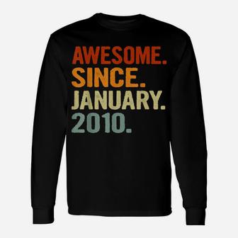 11 Years Old Retro Birthday Gift Awesome Since January 2010 Unisex Long Sleeve | Crazezy