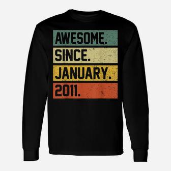 11Th Birthday Gift 11 Year Old Awesome Since January 2011 Unisex Long Sleeve | Crazezy DE