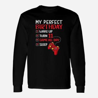 11Th Perfect Birthday Gaming 11 Years Old Unisex Long Sleeve | Crazezy CA
