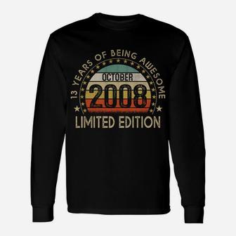13 Year Old Awesome October 2008 Gifts 13Th Birthday Retro Sweatshirt Unisex Long Sleeve | Crazezy