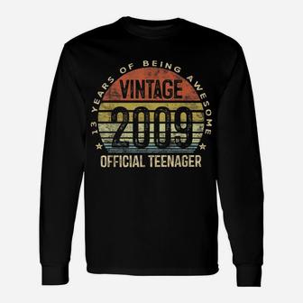 13Th Birthday Gifts Vintage 2009 Official Teenager 13 Yr Old Unisex Long Sleeve | Crazezy