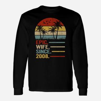 13Th Wedding Anniversary For Her Retro Epic Wife Since 2008 Unisex Long Sleeve | Crazezy