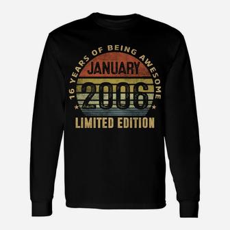 16Th Birthday Gift Men Vintage January 2006 16 Years Old Unisex Long Sleeve | Crazezy