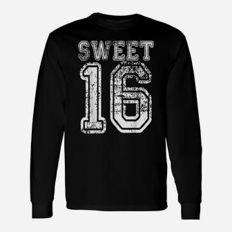 16Th Birthday Gift Teen Sweet Sixteen 16 Varsity Crack Unisex Long Sleeve | Crazezy