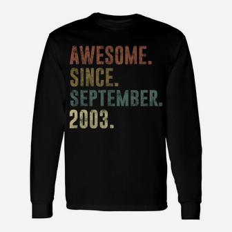 18Th Birthday Retro Vintage Awesome Since September 2003 Unisex Long Sleeve | Crazezy UK
