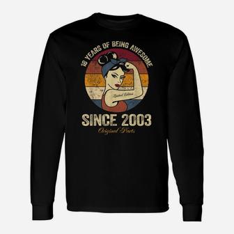 18Th Birthday Shirt Born In 2003 18 Years Legend Since 2003 Unisex Long Sleeve | Crazezy