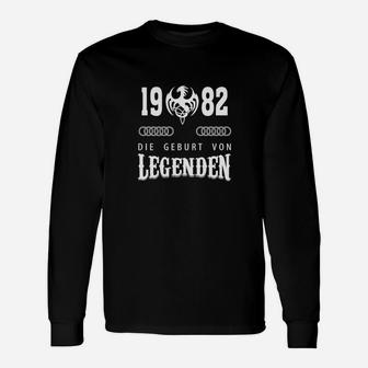 1982 Geburt von Legenden Langarmshirts, Retro Style Schwarz Tee - Seseable