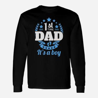 1St Time Dad It's A Boy Gifts Funny First Baby Announcement Unisex Long Sleeve | Crazezy DE