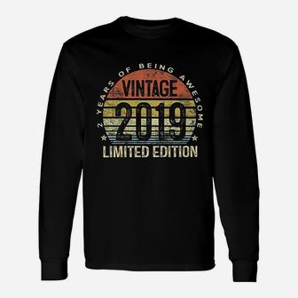 2 Year Old Vintage 2019 2Nd Birthday Unisex Long Sleeve | Crazezy CA