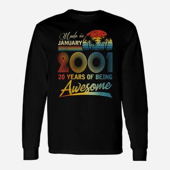 20Th Birthday Gift Vintage Retro January 2001 20 Years Old Unisex Long Sleeve | Crazezy CA