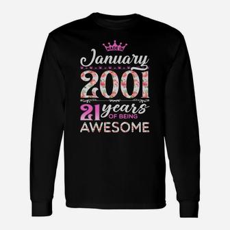 21St Birthday Floral Gift For Womens Born In January 2001 Unisex Long Sleeve | Crazezy UK